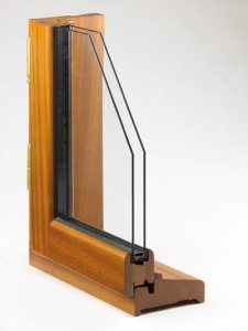 Coupe d'une fenêtre bois à double vitrage